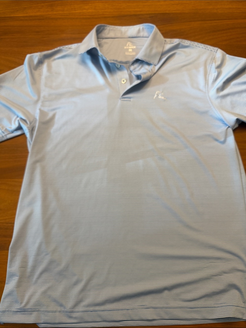 Rhoback Light Blue Micro-Striped Performance Polo